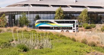 A double deck bus at Cal Poly Pomona